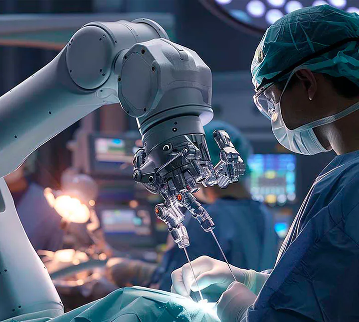 Dr. durante una actividad de  cirugía robótica